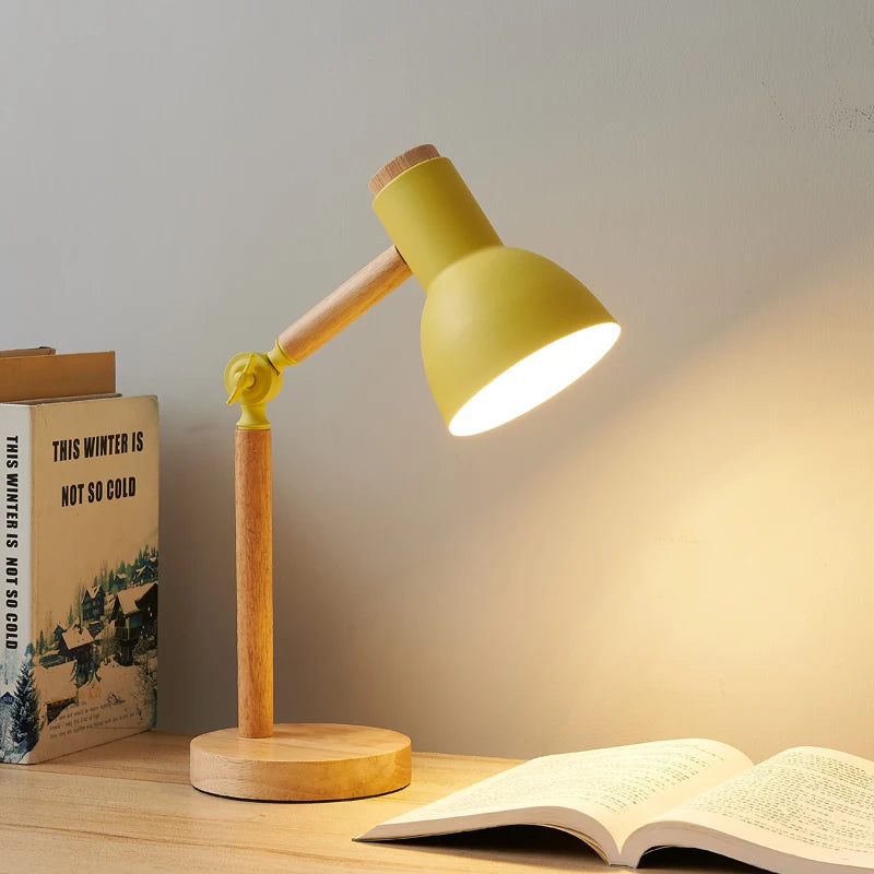 Nordic Table Lamp, Wooden Art